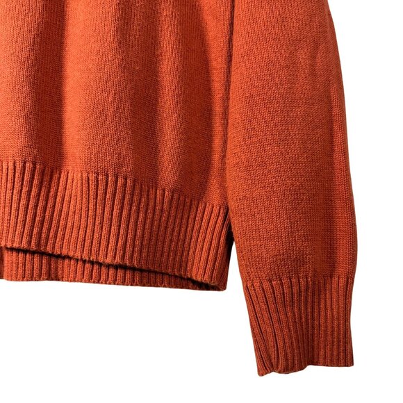 J. Crew Mens Rust Orange Crewneck Sweater Cotton Blend Ribbed Hem Long Sleeve M - Picture 3 of 6